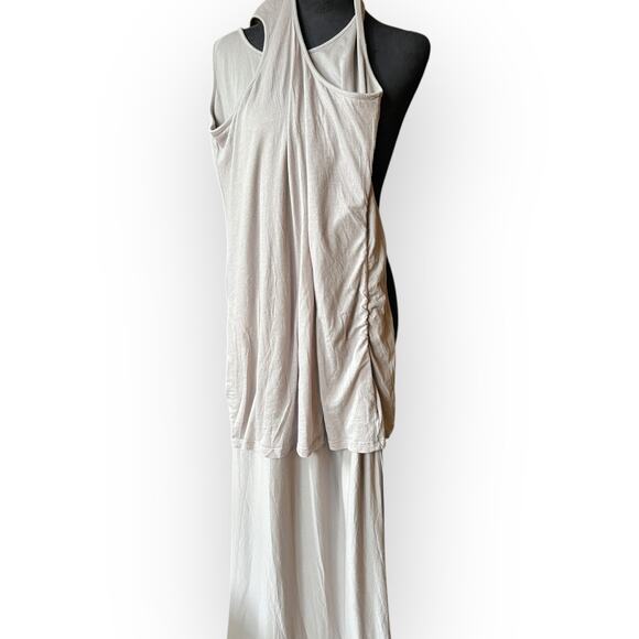 Athleta Playa Pale Gray Racerback Bodycon Maxi Dress with Side Ruching Size M - Picture 13 of 15